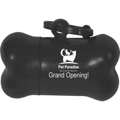 Black Bone Shaped Pet Waste Bag Dispenser (3.125" x 1.75")