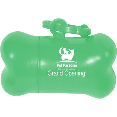 Green Bone Shaped Pet Waste Bag Dispenser (3.125" x 1.75")
