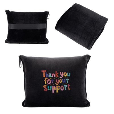 Cuddle Micro Plush Travel Blanket with Attachable Hood & Pillow Case